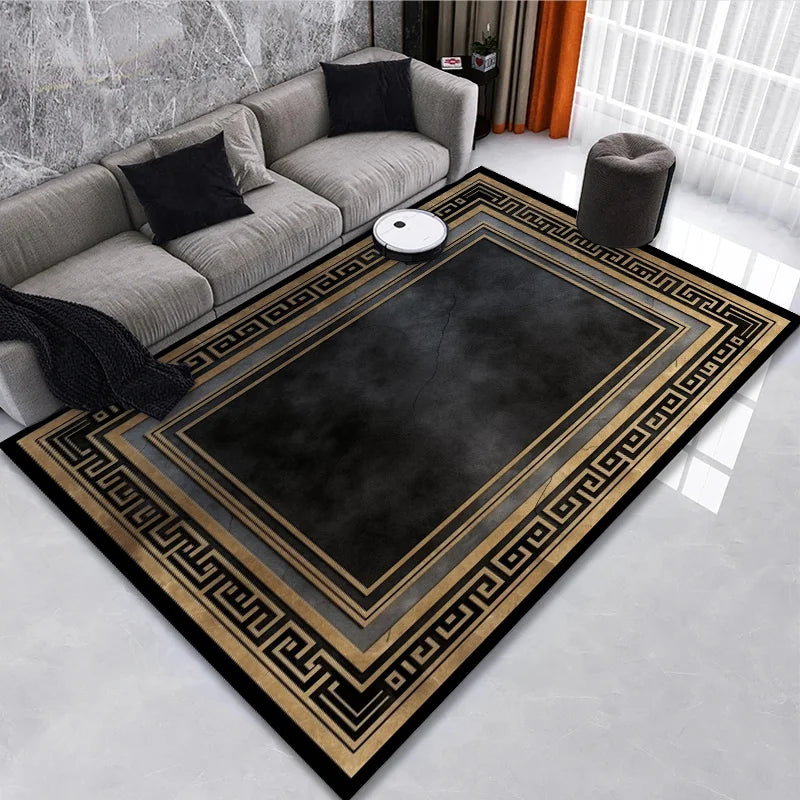 Classical Black Gold Oriental Rug