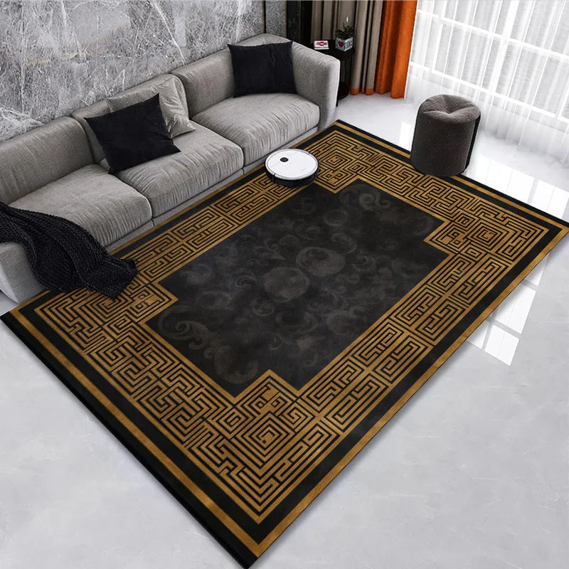 Classical Black Gold Oriental Rug