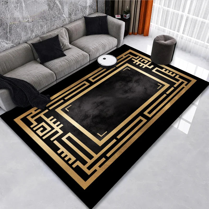 Classical Black Gold Oriental Rug