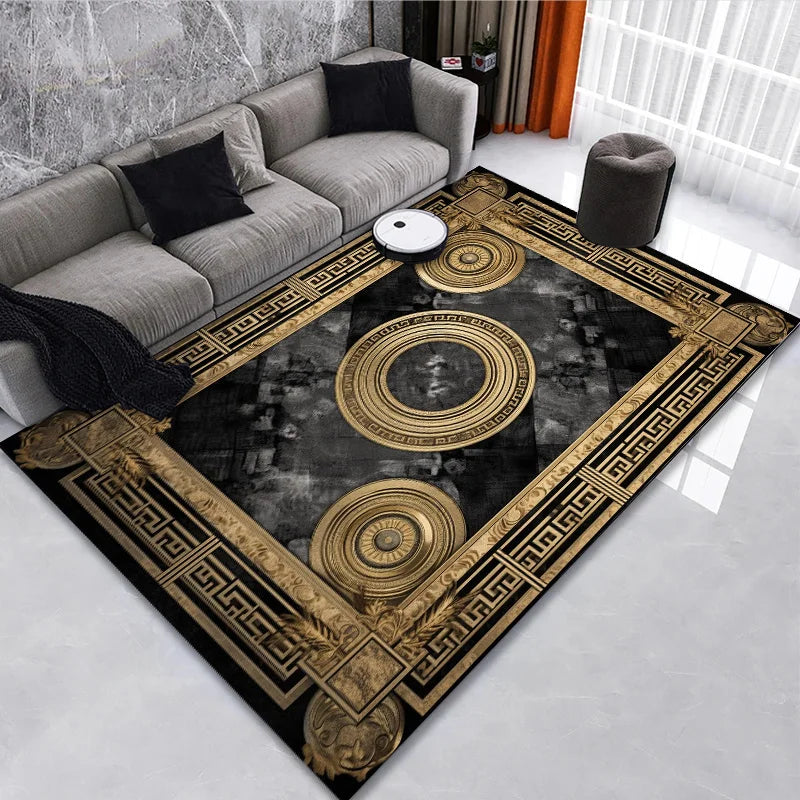 Classical Black Gold Oriental Rug