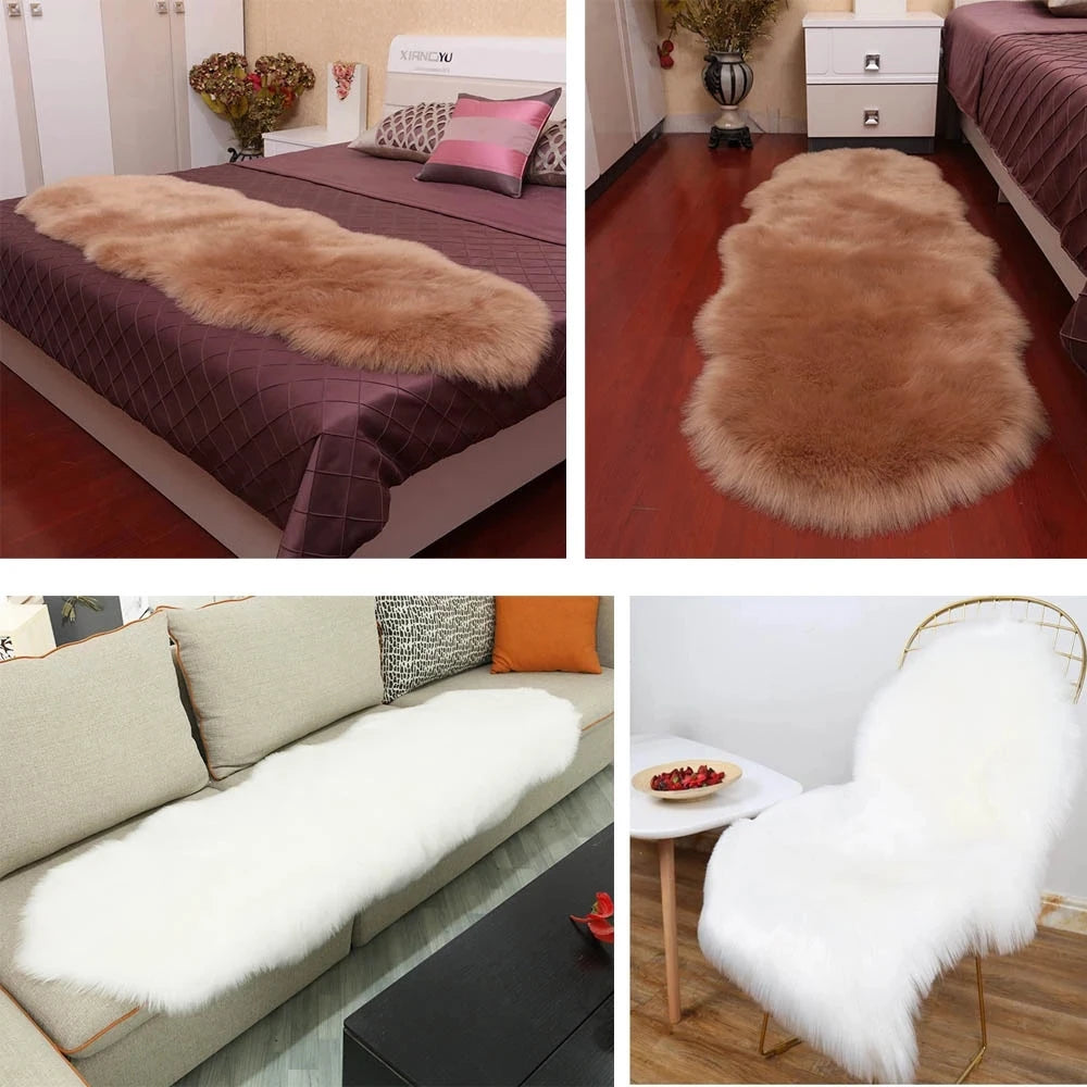 Plush Sheepskin Bedroom Carpet